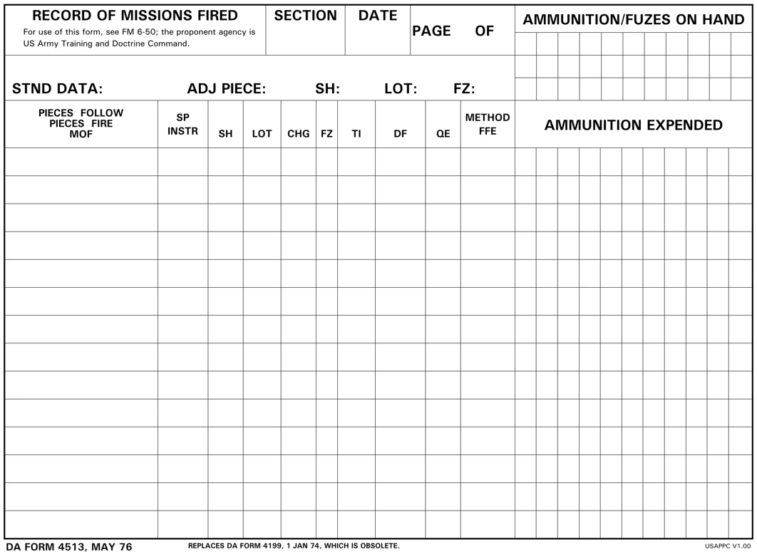 DA Form 4315
